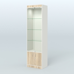 Витрина из ДСП с дверками для аптеки №2-400-1, Белый + Дуб Сонома