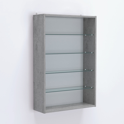 Витрина настенная №202-1Г открытая с четырьмя полками, Бетон Чикаго светло-серый F186 ST9