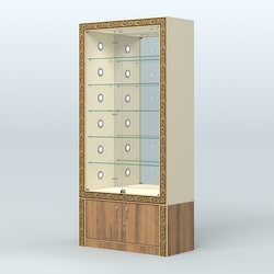 Витрина центральная с декором №ВБА-503С, Крем Вайс + Орех