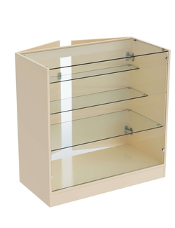Прилавок из ДСП серии Тандем №4-900 с тремя полками и дверками, Крем Вайс