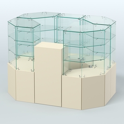 Стеклянный островок-павильон серии КОЛЬЦО шестигранный №4, Крем Вайс