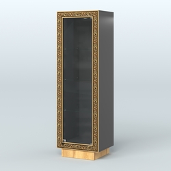 Низкая витрина из ДСП с декором НБА-1, Черный и Дуб Золотистый 10-U1148