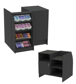 Торговый кассовый прилавок импульсных покупок двухсекционный из ДСП Импульс №1-3-450, Черный