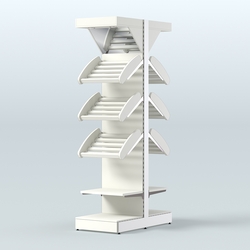 Стеллаж для хлеба островной узкий с зеркальным фризом СХОВФ-04, Белый