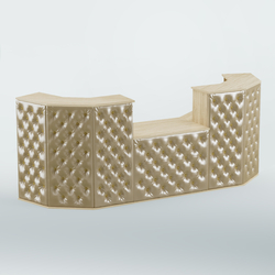 Ресепшен со столом БАРХАТ СЕРЫЙ ПЕРЛАМУТР №3 (карета золото), Дуб сонома + Экокожа золотистая