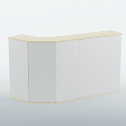 Ресепшен Г-образный БАРХАТ СЕРЫЙ ПЕРЛАМУТР №1 (ровная поверхность), Крем вайс + Экокожа белая