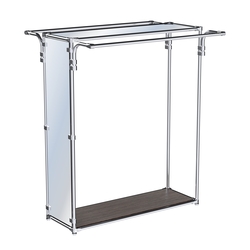 Хромированный высокий стенд-вешало, торец-зеркало ZTD-11 №1-4 с полкой Зеркало 4 мм, Дуб Венге