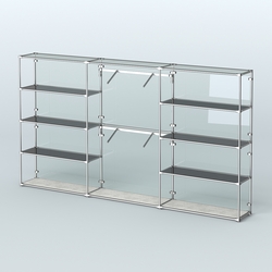 Торговая система ХРОМ (задняя стенка - стекло) 3600 мм с тонированными полками и поручнями №6, Метрополитан Грей