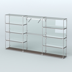 Торговая система ХРОМ (задняя стенка - стекло) 3600 мм с зеркальными полками и поручнями №9, Дуб Венге