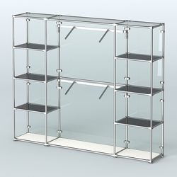 Торговая система ХРОМ (задняя стенка - стекло) 2430 мм с тонированными полками и поручнями №7, Белый