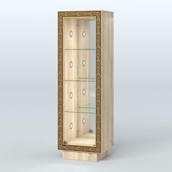 Низкая витрина с декором и диодной подсветкой НБА-3С, Дуб сонома