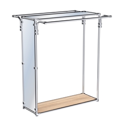 Хромированный высокий стенд-вешало, торец-зеркало ZTD-11 №1-4 с полкой Зеркало 4 мм, Дуб Сонома