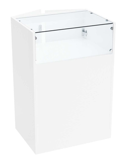 Прилавок из ДСП серии Тандем №2-600 малый со стеклянной крышкой и дверками, Белый