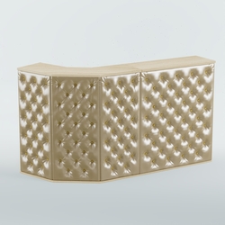 Ресепшен Г-образный БАРХАТ СЕРЫЙ ПЕРЛАМУТР №1 (карета золото), Дуб сонома + Экокожа золотистая