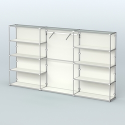 Торговая система ХРОМ (задняя стенка - ДСП) 3600 мм с полками ДСП и поручнями №9, Белый