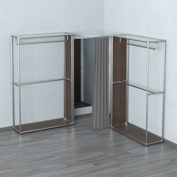 Примерочная (вход- дуга) с зеркалом из системы ХРОМ с поручнями №1-2, Дуб Венге