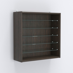 Витрина настенная №201-5Г открытая с пятью прозрачными полками, Дуб Венге