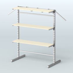 Система ЭЛЕГАНТ островная с полками ДСП и Т-образными стойками №15б, Крем Вайс