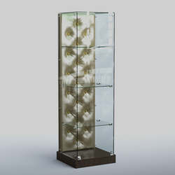 Низкая стеклянная витрина КАПИТОНЕ №1-ХП, Дуб Венге + Экокожа золотистая