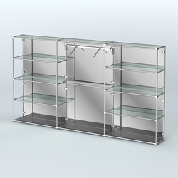 Торговая система ХРОМ (задняя стенка - зеркало) 3600 мм с прозрачными полками и поручнями №9, Черный