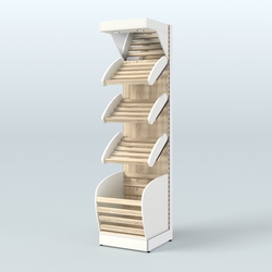 Стеллаж для хлеба и выпечки с нижней корзиной и фризом Феникс №4КФ, Белый + Дуб Сонома