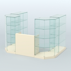 Торговый стеклянный павильон Абсолют №1а (закрытый) (4.13 кв.м), Крем Вайс