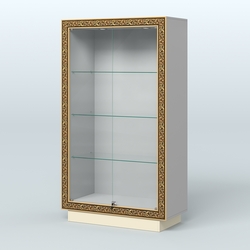 Низкая витрина с декором и верхней подсветкой НБА-5, Серый + Крем Вайс