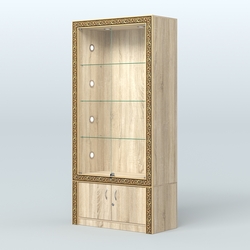 Витрина с декором и тумбой №ВБА-1С, Дуб сонома