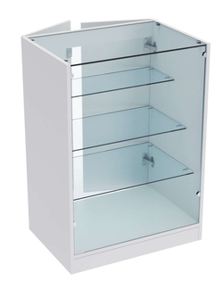 Прилавок из ДСП серии Тандем №4-600 с полками лесенкой и дверками, Серый