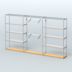 Торговая система ХРОМ без ДСП 3600 мм с зеркальными полками и поручнями №6, Дуб Золотистый