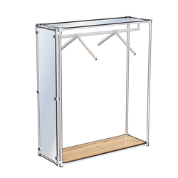 Хромированный стенд- в центр зала, торец-зеркало ZTD-12 №1-4 с полкой Зеркало 4 мм, Дуб Золотистый