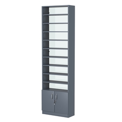 Стеллаж из ДСП с 9-ю полками 250x600 мм серии LEVEL-9 №4-1 (З/C - СТЕКЛО), Темно-Серый