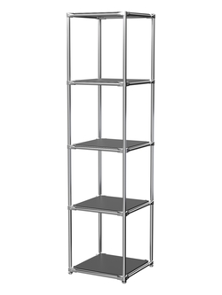 Торговый хромированный стеллаж с полками ДСП №1, Черный