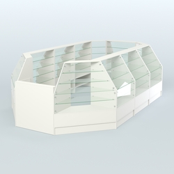 Низкий торговый остров серии Алмаз №4 большой, Белый