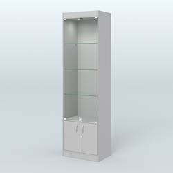 Витрина из ДСП с дверками для аптеки №2-400-1, Серый