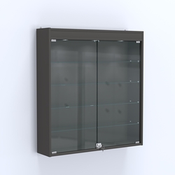 Витрина настенная №204-3А с подсветкой, Черный