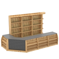 Комплект кассовой зоны со стеллажами под конфеты и орехи большой №3, Дуб Золотистый и Темно-Серый