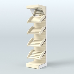 Стеллаж для хлеба и выпечки с полками - корзинами и фризом Феникс №5Ф, Крем Вайс