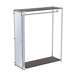 Хромированный обзорный стенд-вешало, торец-зеркало ZTD-11 №1-3 с полками ДСП 16 мм, Дуб Венге