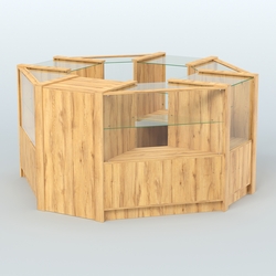 Торговый островок в стиле ЛОФТ с одним рядом прозрачных полок №2 (4,72 кв.м), Дуб Золотистый