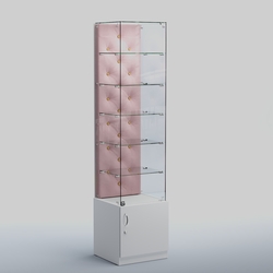 Высокая стеклянная витрина КАПИТОНЕ №506, Белый + 14 Flamingo