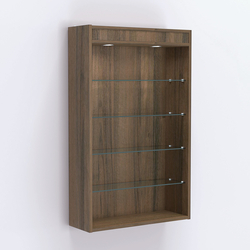 Витрина настенная №202-3Г высокая с верхними светильниками, Орех