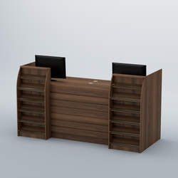 Ресепшен Атлант с накладными планками и наклонными полками №7, Орех