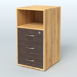 Тумба приставная 3 ящика с нишей, Дуб Золотистый + Дуб Венге