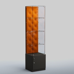 Высокая стеклянная витрина КАПИТОНЕ №6, Черный + 08 Mustard