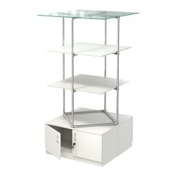 Торговые стенды Экспозиция с полками и тумбами №3 (с двумя полками ДСП 16мм), Белый