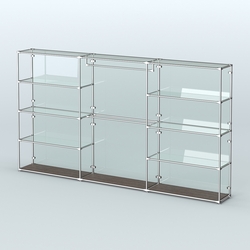 Торговая система ХРОМ (задняя стенка - стекло) 3600 мм с прозрачными полками и поручнями №1, Дуб Венге