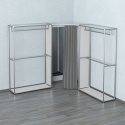 Примерочная с зеркалом из системы ХРОМ с поручнями №1-1, Серый