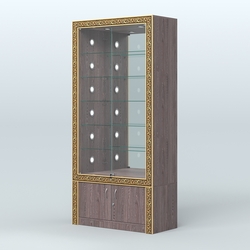 Витрина центральная с декором №ВБА-503С, Ясень Анкор темный