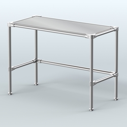 Стол средний D-42 с полкой зеркало 4мм, Орех